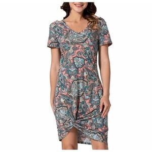 NWT Womens Wekili Paisley Print Knot Front Statement Dress - Sz M